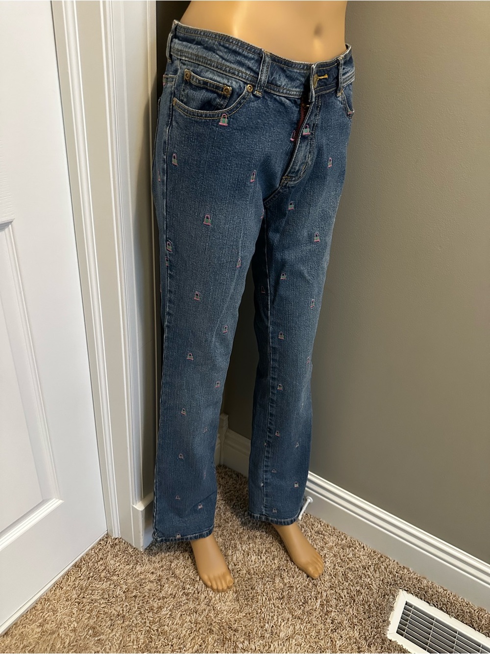 Lilly Pulitzer Blue Denim Jeans with Embroidered Lilly Tote Bags